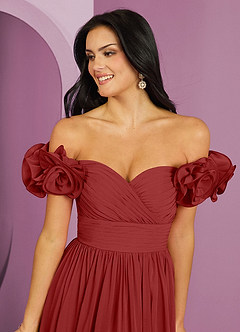 Barbie ♥ Azazie Bridesmaid Dresses Rust A-Line Off the Shoulder Chiffon Convertible Dress image9