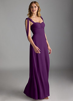 Azazie Lizet Robes de demoiselle d'honneur Robe Trapèze en Mousseline de soie Encolure en Forme de Cœur Grain De Raisin image3
