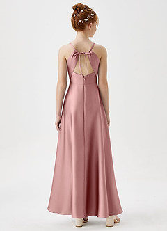 Azazie Avelina Junior Dusty Rose A-Line Pleated Stretch Satin Dress image6