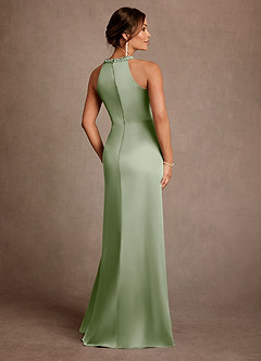 Azazie Lawrence vestidos de madre de la novia Vestido de Salvia Polvorienta de Satén Elástico de Corte en A con Plisado image3