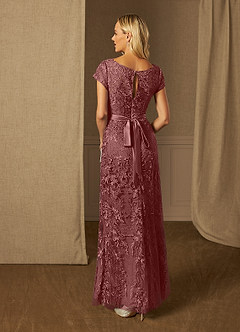 Azazie Dorit Mother of the Bride Dresses Desert Rose Sheath Scoop Lace Dress image2