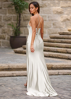 Lustre Weiß Satin-Ballkleid image3