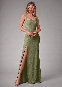 Azazie Luci Bridesmaid Dresses Pistachio Mermaid Pleated Floral Burnout Convertible Dress image3