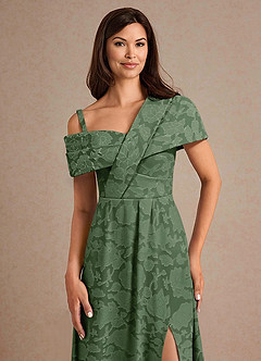Azazie Milton Mother of the Bride Dresses Eucalyptus A-Line Pleated Floral Burnout Dress image7