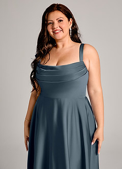 Azazie Shaude Bridesmaid Dresses Twilight A-Line Pleated Stretch Satin Dress image9