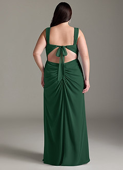 Azazie Jesaphine Vestidos de damas de honor Vestido de Verde Oscuro de Gasa de Corte Recto con Lazo image9