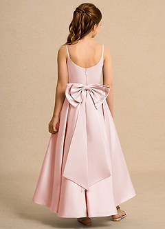 Azazie Sweets Girl vestidos de niña de las flores Vestido de Rosa Rubor de Satin Mate de Corte En A con Plisado image2