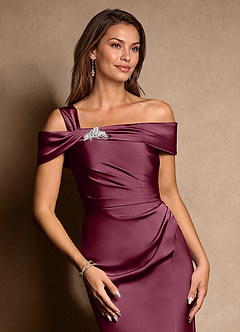 Azazie Altonia Moeder van de bruid jurken Zeemeermin Jurk van Stretch Satijn Off the Shoulder Moerbei image8