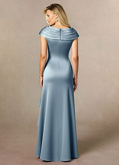Azazie Anderson Mother of the Bride Dresses Dusty Blue A-Line Pleated Stretch Satin Dress image2