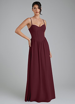 Azazie Alisha Bridesmaid Dresses Cabernet A-Line Corset Chiffon Dress image4