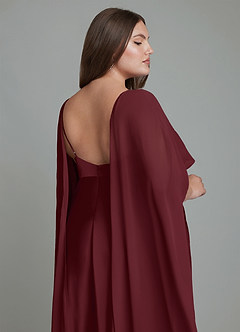 Azazie Stefania Bridesmaid Dresses Cabernet A-Line Stretch Satin Dress image15
