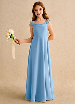 Azazie Puppy Girls Formal Flower Girl Dresses Powder Blue A-Line Pleated Chiffon Dress image4