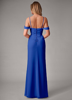 Azazie Haisley Bridesmaid Dresses Royal Blue Sheath Off the Shoulder Chiffon Convertible Dress image7