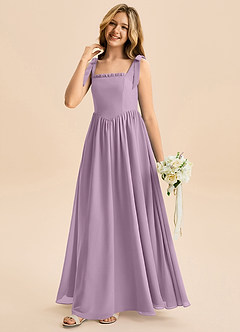 Azazie Delia Junior Abito A-Line in Chiffon Fiocco Glicine image4