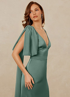 Christian Siriano Bridal for Azazie 1011 Bridesmaid Dresses Eucalyptus Mermaid Bow Stretch Satin Dress image8