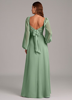 Azazie Annistyn Jurken voor bruidsmeisjes Jurk van Chiffon met A-Lijn Lange mouw Matcha image7