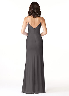 Azazie Deandra Bridesmaid Dresses Steel Grey Mermaid Pleated Mesh Dress image2