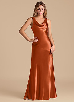 Azazie Rylina 신부 들러리 드레스 인어 메탈릭 새틴 바닥 길이 드레스 image3