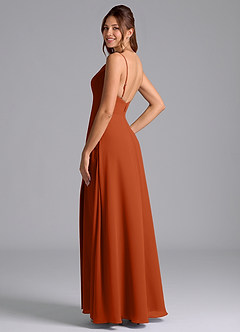 Azazie Sarella Bridesmaid Dresses Burnt Orange A-Line with Pockets Chiffon Dress image5
