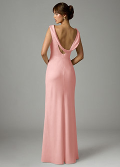 Azazie Kieryn Bridesmaid Dresses Powder Pink Mermaid Pleated Stretch Satin Dress image5