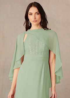 Azazie Enveloppement Asymétrique En Mousseline De Soie De Couleur Assortie