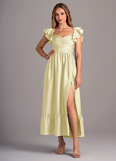 Azazie Anaya Bridesmaid Dresses Lemon Sorbet A-Line Sweetheart Neckline Stretch Satin Convertible Dress image5