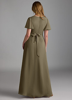 Azazie Zaniah Bridesmaid Dresses Willow Green A-Line Chiffon Dress image2