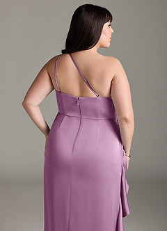 Azazie Latrice Bridesmaid Dresses Wisteria Sheath One Shoulder Cascading Ruffles Stretch Satin Dress image12