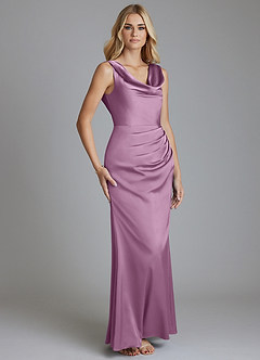 Azazie Tallie Bridesmaid Dresses Wisteria Mermaid Pleated Stretch Satin Dress image7