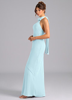 Azazie Velli Bridesmaid Dresses Cloud Blue Mermaid High Neck Chiffon Dress image5