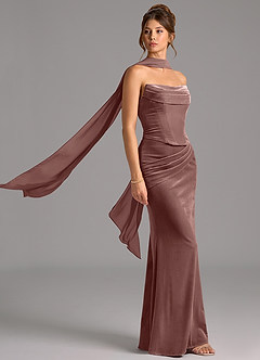 Azazie Sorrel Bridesmaid Dresses Espresso Mermaid Corset Velvet Convertible Dress image3