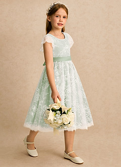 Azazie Maisie Flower Girl Klänningar Klänning A-linje i Spets image4