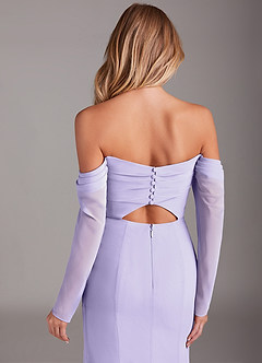 Azazie Hallie Bridesmaid Dresses Lilac Mermaid Long Sleeve Chiffon Dress image7