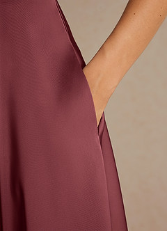 Azazie Niles Mother of the Bride Dresses Merlot A-Line Trains Stretch Satin Dress image9