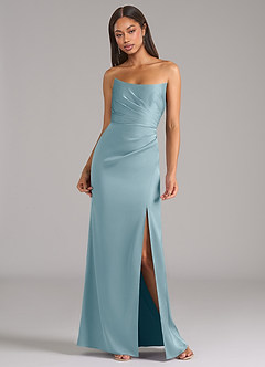 Azazie Marla Jurken voor bruidsmeisjes Converteerbaar Jurk van Stretch Satijn met Kolom Strapless Mystiek Blauw image4
