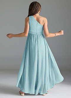 Azazie Mathilda Junior Sea Glass A-Line Pleated Chiffon Dress image2