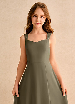 Azazie Makani Girls Formal Flower Girl Dresses Willow Green A-Line Sweetheart Neckline Chiffon Dress image6