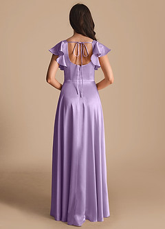 Azazie Bondi Bridesmaid Dresses Lilac A-Line Bow Metallic Satin Dress image3