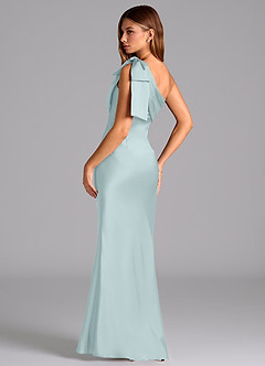 Azazie Yuanna Brautjungfernkleider Meerjungfrau-Linie One-Shoulder Stretch-Satin Kleid Nebel image6