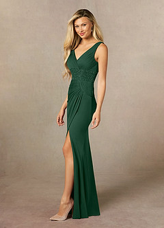 Azazie Winona Abiti per la Madre della Sposa Abito Sirena in Maglia Lustrini Verde Scuro image8