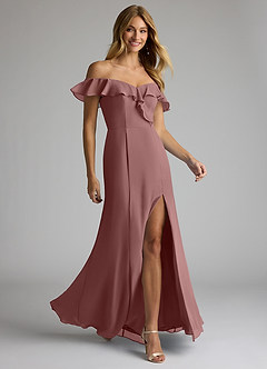 Azazie Sophie Jurken voor bruidsmeisjes Converteerbaar Jurk van Chiffon met A-Lijn Off the Shoulder Woestijnroos image3
