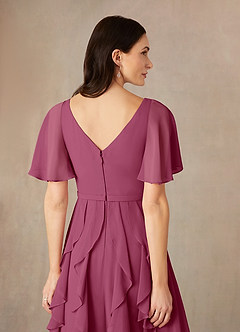 Azazie Watson Mother of the Bride Dresses Mulberry A-Line V-Neck Chiffon Dress image5