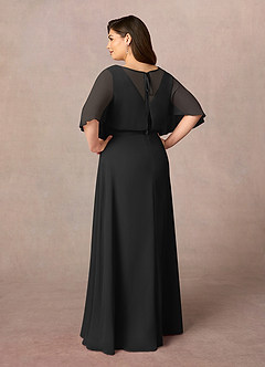 Azazie Oksana Mother of the Bride Dresses Black A-Line V-Neck Pleated Chiffon Dress image9