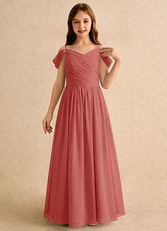 Azazie Chelo Junior Formal Flower Girl Klänningar Klä A-Linje i Chiffong Plisserad image5