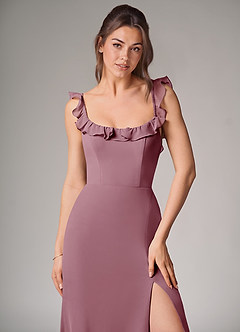 Azazie Callie Bridesmaid Dresses Vintage Mauve Mermaid Side Slit Chiffon Convertible Dress image5