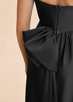 Azazie Kai Junior Black A-Line Pleated Stretch Satin Dress image7