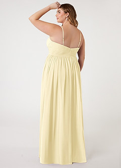 Azazie Alia Bridesmaid Dresses Lemon Sorbet A-Line Pleated Chiffon Dress image9