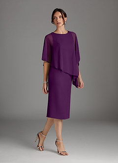Azazie Sparrow Abiti per la Madre della Sposa Abito Tubino in Chiffon Lustrini Uva image2