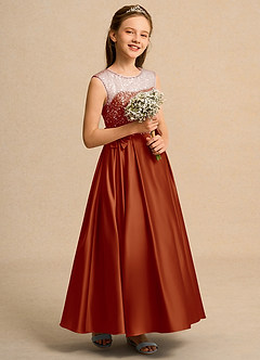 Azazie Candy Girl Jurken voor bloemenmeisjes Baljurk Jurk van Mat Satijn Boog Paprika image5