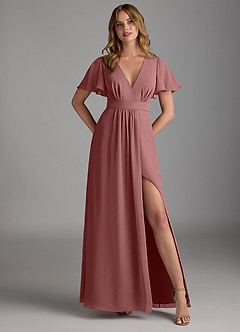 Azazie Zaniah Bridesmaid Dresses Desert Rose A-Line Chiffon Dress image1
